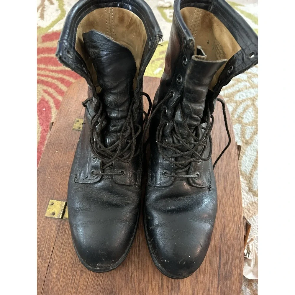 VTG 80s Addison Biltrite Black Military Combat Army Jump Boots 8 W Men 10 Women